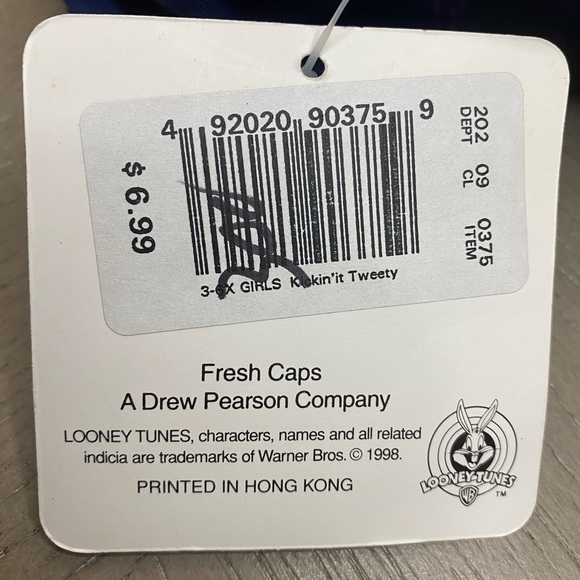 Vintage 1998 Looney Tunes 3-6X Girls Kickin’it Tweety Blue Hat - Picture 12 of 17